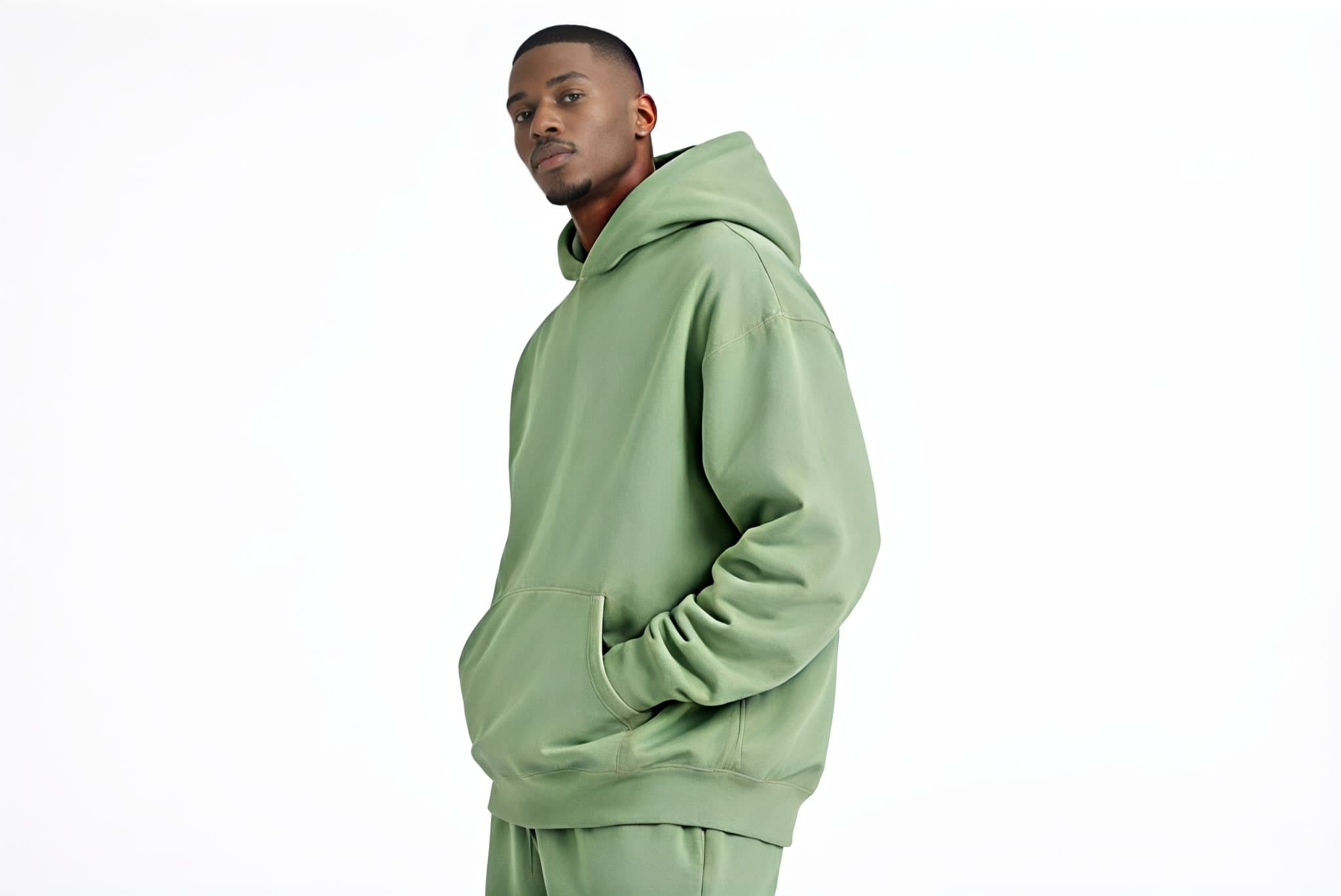 Sage Green hoodie view 3